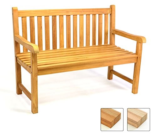 Divero 2-Sitzer Gartenbank Turin –aus Teak-Holz, behandelt – Farbe: Braun