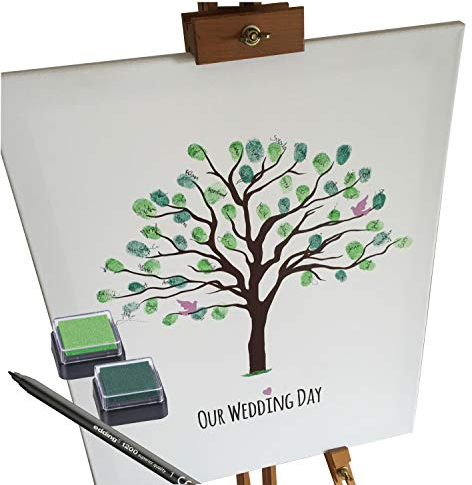 KATINGA Leinwand zur Hochzeit - Baum - für Fingerabdrücke (40x50)