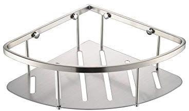Konhard CS005 - Mensola angolare da parete in acciaio inox per bagno e doccia, antiruggine, in acciaio spazzolato