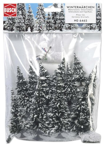 Busch 6465 - Modellismo Ferroviario, Set di Abete innevati Natalizi, Scala H0