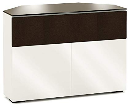 Salamander Chameleon Miami 329 CR - Gloss White/Black Glass Corner AV Cabinet with Speaker Grill