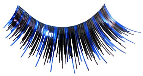 Eulenspiegel 000182 - Künstliche Wimpern, Schwarz/Blau, 1 ml Spezial-Wimpernkleber, Anleitung, für Karneval, Mottoparty