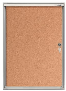 FRANKEN Schaukasten X-tra!Line für den Innenbereich, Klapptür, 1x A4, 28 x 37 x 3.5 cm, Kork, pinnbar, mit Aluminiumrahmen zur Wandmontage, FSKA1