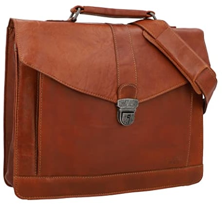 Gusti Aktentasche Leder - Paxton Businesstasche Umhängetasche Bürotasche Messenger Bag Lehrertasche Braun