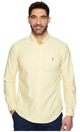 Ralph Lauren Polo Mens Classic Fit Buttondown Oxford Shirt (BSR Yellow, Medium)