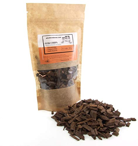 AlcoFermBrew Eichenholzchips Französisch Stark Getoastet 100g Für Wein und Spirituosen Intensives Aroma von Vanille Karamell Kokos Eichenholzchips zur Reifung