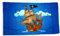 Fahne/Flagge Piratenschiff blau 60 x 90 cm
