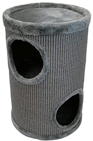 Bontoy Kratztonne Buddy in grau I 36 cm x 55 cm I mit weichem Liegebett I Zwei Höhlen