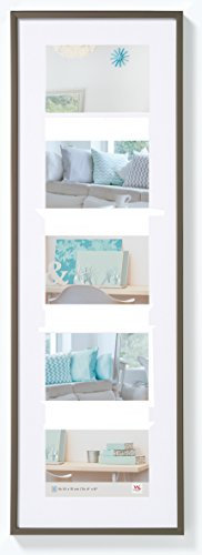 walther design Bilderrahmen stahl 5X 10x15 cm Galerie mit Passepartout, New Lifestyle Kunststoffrahmen KV515D