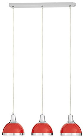 Premier Housewares E27 Edison Screw 40 W 3 Ceiling Light Shade Ceiling Lights Red Pendant Lighting Ceiling Pendant H120xW68xD18
