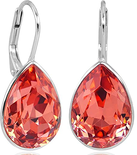 925 Silberohrringe Orange mit Markenkristallen Koralle NOBEL SCHMUCK