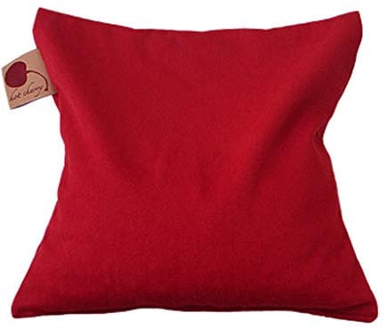 Cherry Pit Pillow Square, Red Denim - Natural Moist Heat or Cold Therapy, Hot Cherry Stone Pillows for Muscle Pain, Tension Relief, Headaches, Microwavable, Washable, Natural-Dyed, FSA/FHA Approved
