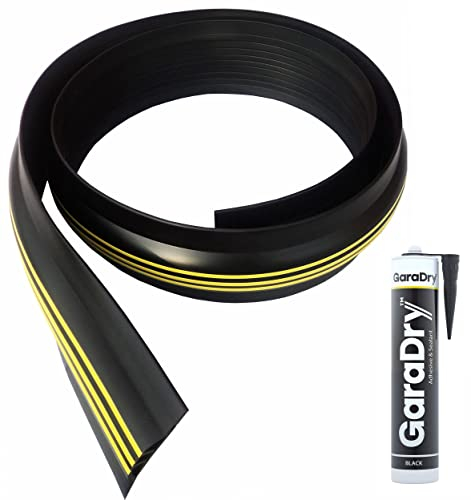 25mm High Garage Door Threshold Seal Kit 5.56m Length | Flexible PVC | Complete Kit Includes 2 Adhesives | GaraDry