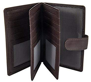 MACEMARO TRADING Ausweisetui - Kreditkartenetui Kartenetui Ausweishülle Scheckkartenhülle EC Scheckkarte Visitenkarte Ausweis Leder Grau Braun Schwarz Geldbörse Damen Herren Sichtfenster 21 Fächer