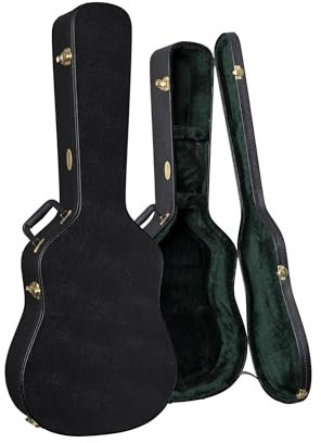MARTIN Gitarrenkoffer für Dreadnought 14 Bünde, geformt, hart, schwarz, grünes Samtfutter (12C345)