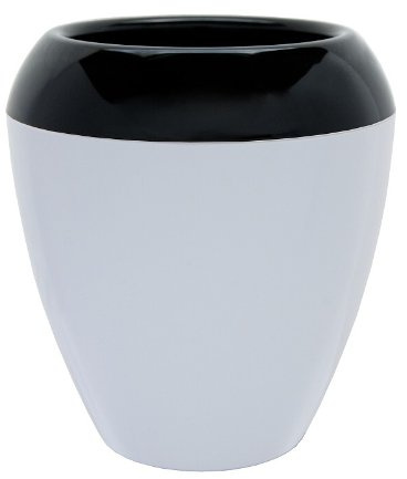 Plastia Calimera Pot de Fleur avec Réserve d'eau, Noir et Blanc 17 cm