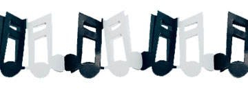 PARTY DISCOUNT ® Girlande Musiknoten, ca. 300 cm, schwarz-Weiss