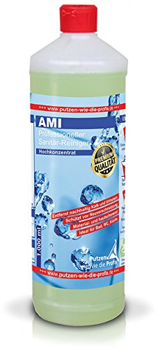 Putzen wie die Profis – AMI Sanitärreiniger 1000 ml mit Dosieraufsatz - Anti-Kalkreiniger für Bad, WC & Küche - hochkonzentriert, tierversuchsfrei & ökologisch abbaubar - entfernt Kalk & Urinstein