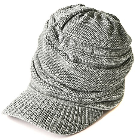 CHARM Strick Mütze Sommer Visor Beanie - Cap Herren Wintermütze Mit Schild Mix Grau