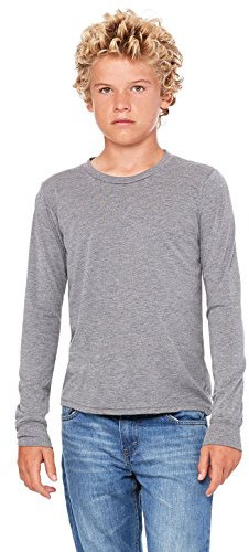 BELLA+CANVAS Youth Jersey Long-Sleeve T-Shirt S Grey Triblend