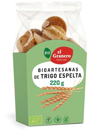 El Granero Integral - Galletas Artesanas de Trigo Espelta BIO - 220 g - Alto Contenido en Fibra y Nutrientes Esenciales - Propiedades Energéticas - Aptas para Veganos