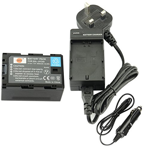 DSTE SSL-JVC50 Spare Battery and DC164 Travel Charger Compatible for JVC SSL-JVC50 HM600 HM650 GY-LS300