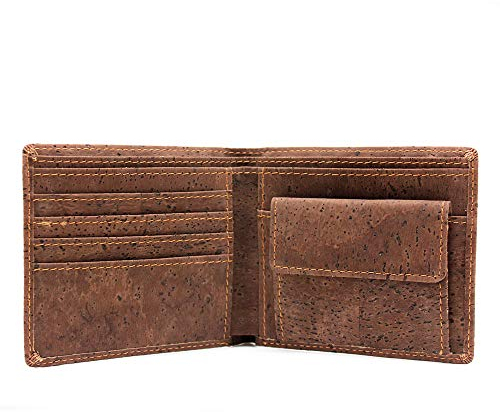 Boshiho, portefeuille en liège, Design fin avec poche porte-monnaie, portefeuille végétal, cadeau écologique - marron - marron foncé,