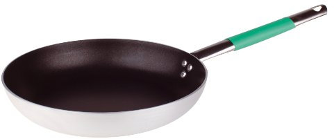 Pentole Agnelli Linea Cookware System Padella Svasata Bassa con Manico Tubolare Inox Cool, Diametro 24 cm, Argento/Verde