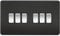 Knightsbridge SF4200MB Screwless 10 A 6-Gang 2 Way Switch, Matt Black with Chrome Rocker