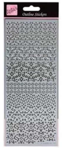 Anitas Outline Stickers, Sparkling Stars, Silver, For Scrapbooking, Card Making, Kids Play, Homework, Art, Craft, Embelish, Decorative, Paper, Card, Glass, Metal, Plastic, Foam