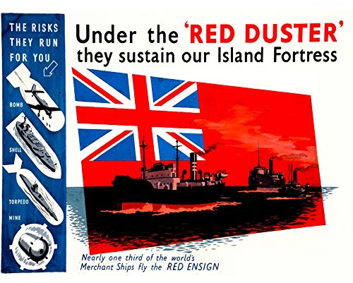 Wee Blue Coo WAR WWII UK NAVY FLAG RED DUSTER ENSIGN WEAPON BOAT SHIP 30X40 CMS FINE ART PRINT ART POSTER BB9328