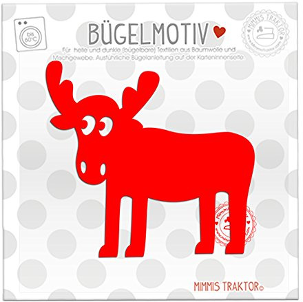 Mimmis Traktor® Bügelbild Elch 10,5 cm x 9,8 cm ROT