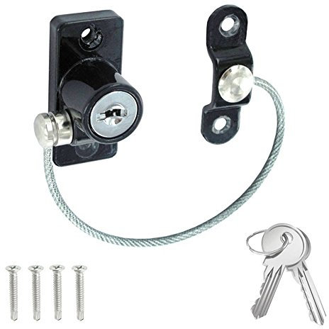 Cable Window and Door Restrictor Lock in Black or White 200mm Black