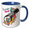 3dRose Karaoke Star Singer Modern Bunt Pop Art Vektor Mikrofon Zweifarbige Tasse, Keramik, blau/weiß, 11 oz