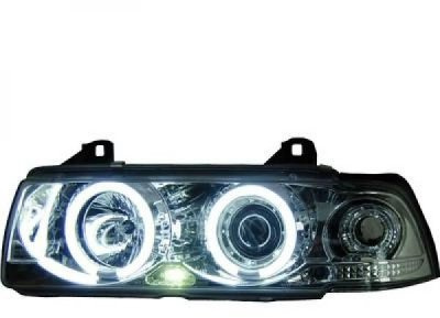 in.pro. 1213680 HD Scheinwerfer Satz Angle Eyes CCFL BMW E36 Baujahr: 92-98 4-türig für elektrische Leuchtweitenregulierung Leuchtmittel: H1+H1, klar - chrom