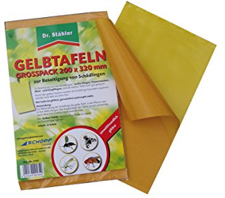 Dr. Stähler 001649 6 Tafeln, gegen Schadinsekten an Zierpflanzen, 200 x 320 mm, gelb