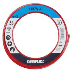 Bobinot de Câbles électriques de de câble - Bobine de fils électrique - Câble électrique - Couronne de câble - Bobinot de Câbles électriques de 5 mètres HO7V-U 1.5 | Rouge - 110314 Debflex