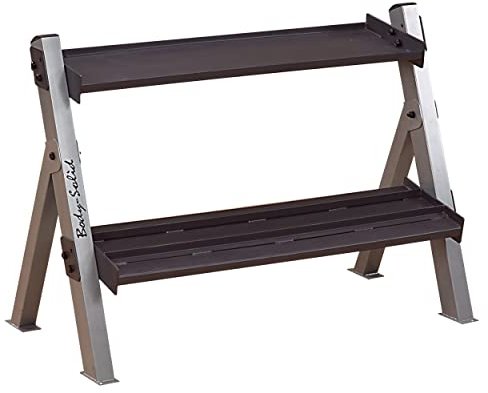 Body-Solid (GDKR100B 3-stöckiges Kugelhantel-Rack, kompakter, langlebiger Kugelhantel-Gewichtsständer für Heim-Fitnessstudio, passend für 2,3-36,3 kg Kugelhanteln