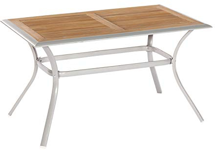 Merxx Aluminium Tisch Siena rund, Alu Gestell und runde Holzfäche, Maße: Ø 109 cm x 76 cm
