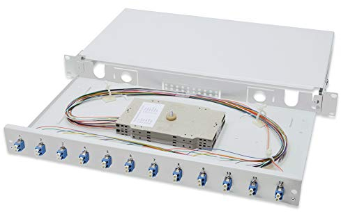 DIGITUS LWL Spleißbox 12 Kupplungen - LC - OS2-1HE 19-Zoll - Single-Mode Duplex - Mit Spleiß-Kassette - Rack-Einbau