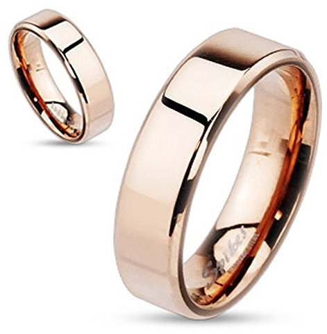 Autiga Damen Herren Ring Edelstahl Partnerring Ehering Verlobungsring Bandring Rosegold 57 - Ø 18,14 mm 6 mm