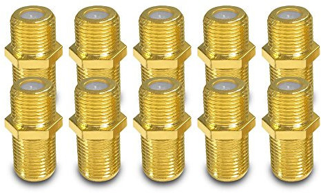 ARLI 10x F-Verbinder – F-Kupplung vergoldet F-Buchse auf F-Buchse | Koaxial Kabelverbinder zur Verlängerung & Verbindung von SAT Antennenkabeln