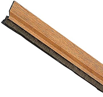 Amig 2383 - Modèle 2 Bas de porte adhésif en applique avec brosse à poil et plaque en plastique à l’intérieur de la brosse, 82 cm, chêne, aluminium