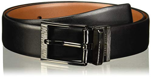 Perry Ellis Herren Portfolio geätzter Schnalle, weiches Leder, Größen 76,2-111,8 cm Gürtel, Schwarz/Braun, wendbar, 44