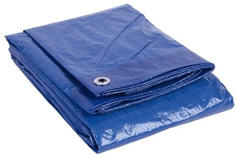 Blackspur 1x Blue 12ft x 18ft Waterproof Tarpaulin - Heavy Duty Plastic Outdoor Garden Pool Camping Tent Ground Floor Groundsheet Cover Tarp