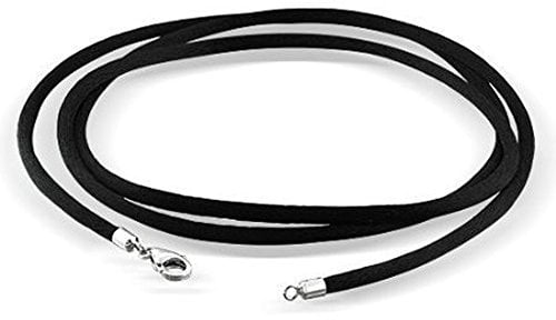 kaguyo 2mm Black Silk Cord Chain Necklace Thin Soft Rope with Sterling Silver Clasp 14 ;16, 18, 20, 24,26. 28. 3032 Inch Jewelry Gift For Men Women Girl Boy (22 IN)