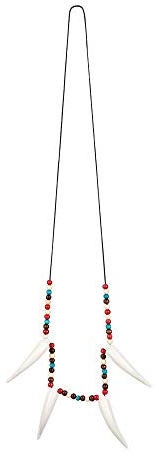 Boland 44123 - Halskette Indianer, Kette mit Perlen und Zahn-Attrappen, Mode-Schmuck, Squaw, Häuptling, Accessoire, Kostüm, Karneval, Mottoparty