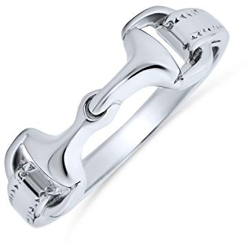 Personalisieren Cowgirl Equestrian Lieber Double Pferd Snaffle Bit Band Ring Western-Schmuck Für Frauen Teen .925 Sterling Silber Brauchizable