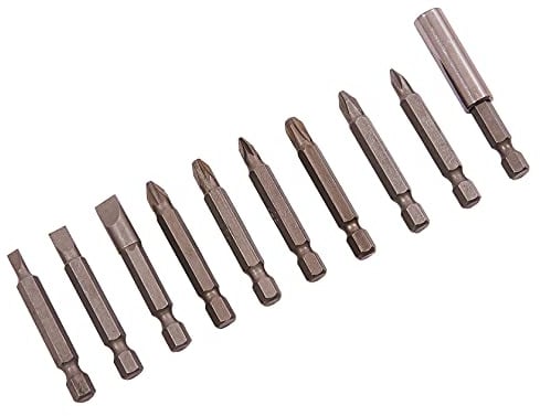 Amtech 10pc Power Bit Set Made from Durable CRV Steel, Pozi Phillips and Slotted Bits for Drills and Drivers, Perfect for DIY Assembly and General Repairs