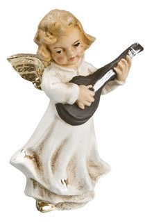 MAROLIN Musizierender Engel mit Mandoline, antikweiß, zu 10-11cm Figuren